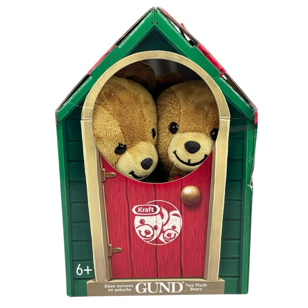 Gund x Kraft 2014 Stick Together Campaign Plush Crunchy & Smoothy Bears in Den